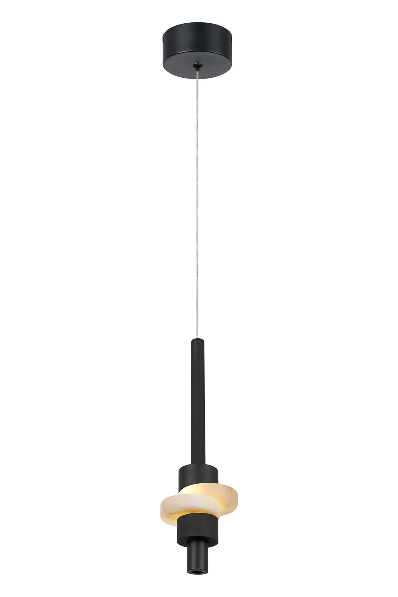 M9426  Betty Single Pendant, 7W LED, 3000K, Black/Faux Alabaster